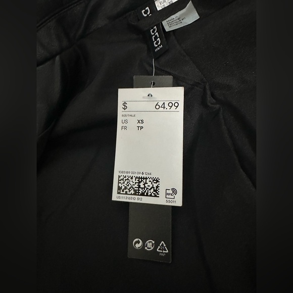 H&M Black Faux Leather Vegan Jacket size XS - Picture 3 of 5